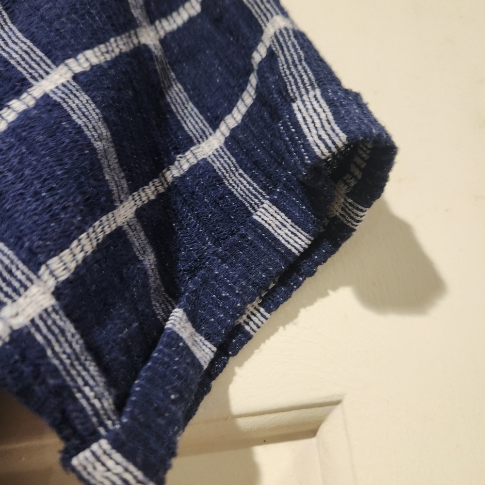 Dolan Anthropologie Breton Gauze Dress Navy Blue Plaid Tie Front Shirt Dress - Picture 4 of 11